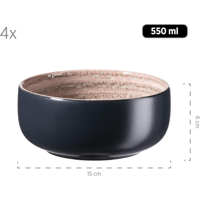 Набор посуды с ручной росписью MSER серии 931743 Spicy Market на 4 персоны в средиземноморском винтажном дизайне, комбинированный сервиз из 16 предметов из керамики, розового цвета, керамогранита