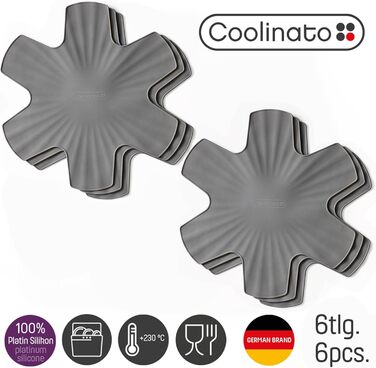 Набір із 6 силіконових підставок під гаряче 35 см, сірий Coolinato