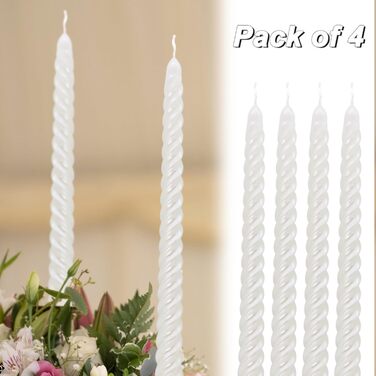Набір з 4 конічних спіральних свічок 2 х 25,5 см, білий Alederways
