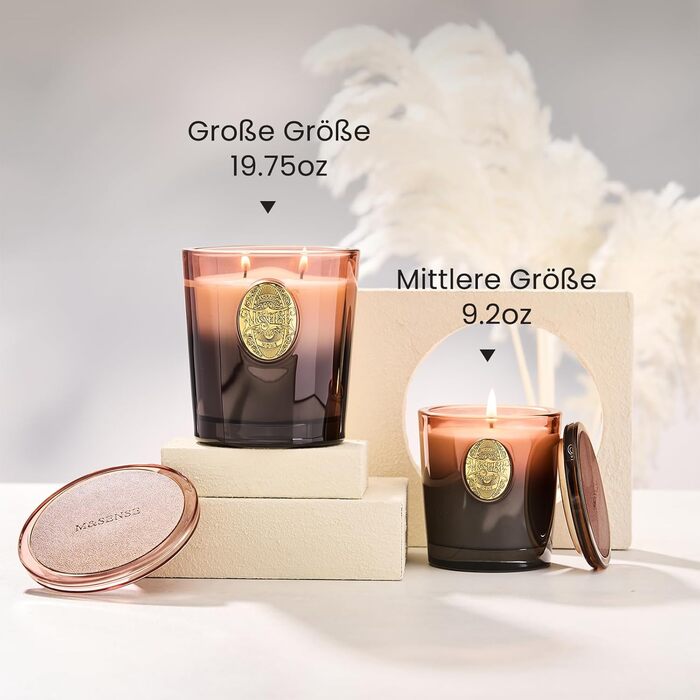 Ароматна свічка M&SENSE Лісова хатина, ароматичні свічки у склянці, натуральна соєва свічка, час горіння 55 годин, подарункові свічки для жінок та чоловіків, подарункова свічка (червоне дерево, сандалове дерево, 560 г)