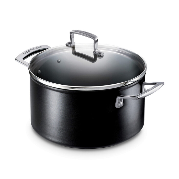 Каструля зі скляною кришкою глибока 6 л чорна Le Creuset