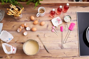 Набір мисок RSLE з 3 предметів великі та кришки RSLE для збереження свіжості (Ø 16, 20, 24 см), високоякісні, елегантні, виготовлені з нержавіючої сталі для приготування та зберігання їжі, можна мити в посудомийній машині (набір мисок з 2 предметів, Pink 