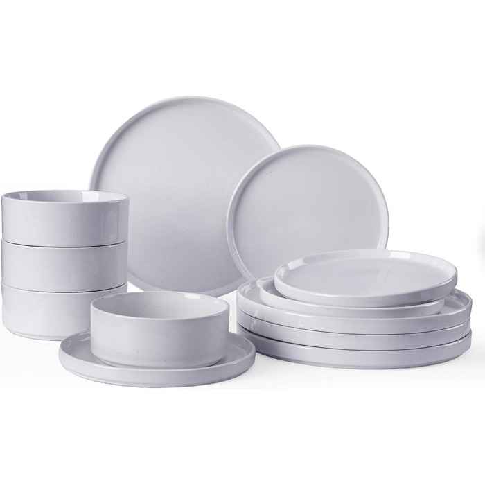 Набір посуду Richmount Nebula для 6 осіб, набір тарілок та мисок із 18 предметів, набір посуду з крапчастої кераміки, можна мити в мікрохвильовій печі та посудомийній машині, сервірування Nebula для 6 осіб (світло-сірий, сервірування Nebula для 4 осіб)