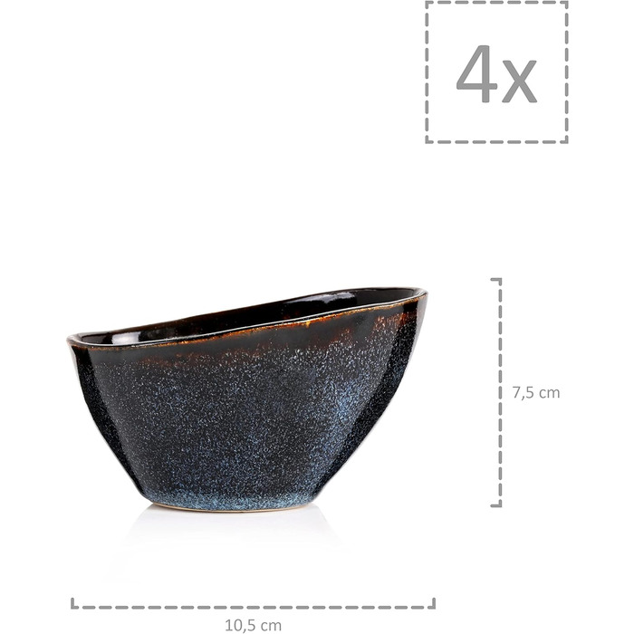 СПІВАЧКА Набір тарілок Токіо 12 шт. , Набір посуду 4 персони, Столовий посуд Столовий посуд, Столовий сервіз в т.ч. Тарілка обідня тарілка Тарілка і миска, Обід, Столовий сервіз темно-синій з чорними вставками (Набір тарілок 1)