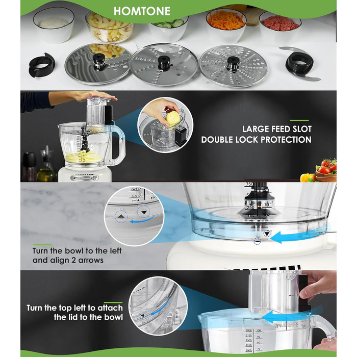 Електричний кухонний комбайн 1000 Вт Homtone