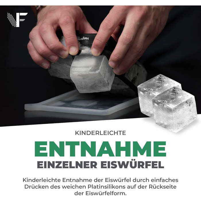 Запатентована кругла форма для льоду Neighbour&39s Friend, 2 шт. - XXL форма для льоду для віскі, рому та коктейлів - 12 кубиків льоду - міцна платиновий силіконова форма для льоду, придатна для миття в посудомийній машині (2 чорні форми для льоду)