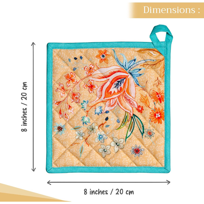 Рукавички для духовки Maison d&39 Hermine, підставки для каструль, 100 бавовна, термостійкі кухонні рукавички, рукавички для духовки (19 см x 33 см) та підставки для каструль (20 см x 20 см) для приготування їжі, Morzine - рукавички для духовки (19 x 33 с