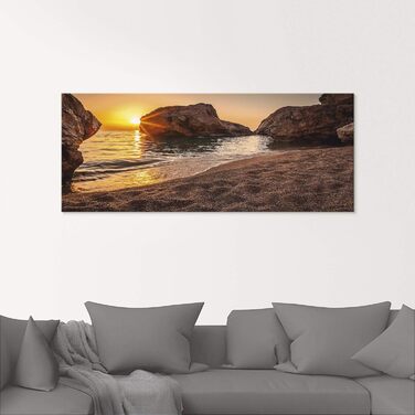 Настінний декор ARTland скляні картини настінна картина скляна картина цільна 40x40 см квадрат пляж море сонце Кариби природа пейзаж узбережжя схід сонця морський S7LE (захід сонця, затока, 100Д x 50Ш см)