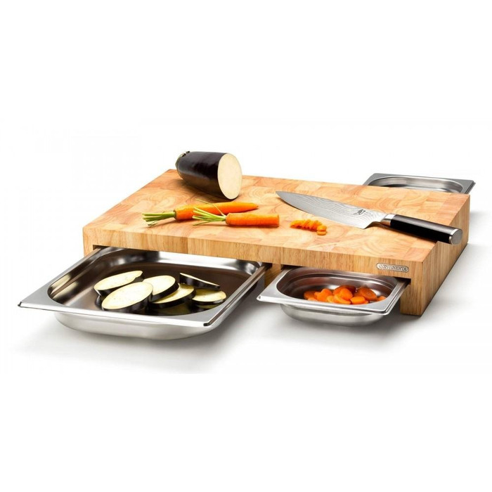 Обробна дошка з 3-ма висувними ящиками, каучукове дерево 50 х 32,5 см Continenta