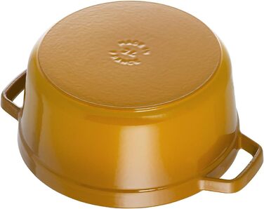 Чавунна жаровня/кокотниця STAUB, кругла 8,35 л, функція Ароматичний дощ для оптимального зволоження, для всіх типів варильних поверхонь, включаючи індукційні та духові шафи, (гірчично-жовтий, 26 см)