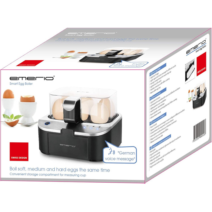 Яйцеварка на 6 яєць 400 Вт, чорна/срібляста Emerio