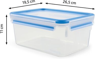 Набір контейнерів для зберігання продуктів EMSA Clip & Close, прямокутні, 5 x 0,8 л, коробки для зберігання, 100 герметичні, придатні для миття в посудомийній машині, морозильної камери та мікрохвильової печі, прозорі, сині, зроблені в Німеччині, N10307 (