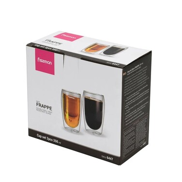 Комплект з двох склянок Fissman FRAPPE 350 мл жароміцне скло з подвійними стінками (6447)