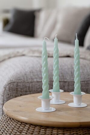 Набір з 6 декоративних свічок 2,2 x 21 см, резедово-зелений Candles with a Twist Kunstindustrien