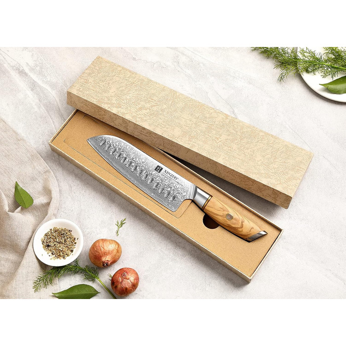 Нож сантоку 18,2 см, дамасская сталь Lan XINZUO