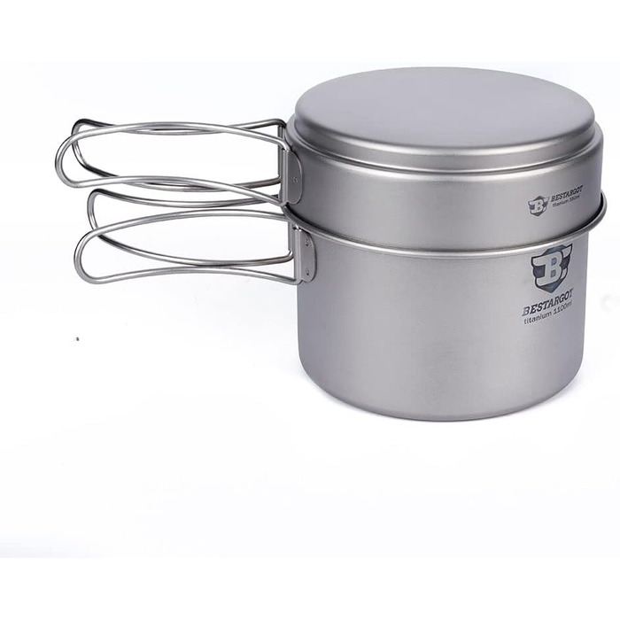 Титанова посуду для кемпінгу каструля 1100 мл та сковорода 350 мл Bestargot
