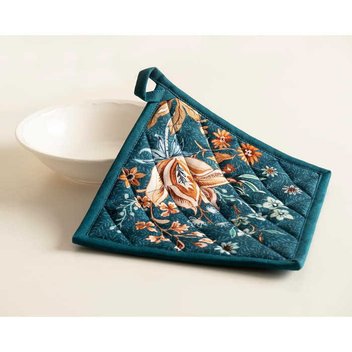 Рукавички для духовки, прихватки для каструль Maison d&39 Hermine, 100 бавовна, термостійкі кухонні рукавички, рукавички для духовки (19 x 33 см) та прихватки для каструль (20 x 20 см) для приготування їжі, Morzine - Рукавички для духовки (19 x 33 см) та 