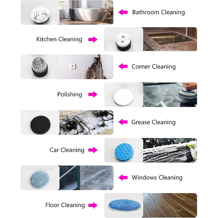 Електрична щітка для очищення з 8 змінними головками FARI