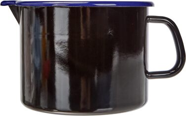 Горщик для дзьоба чорно-синій 16, CLASSIC - HOTEL PROFI ЧОРНИЙ/СИНІЙ, діаметр 16 см, висота 13,0 см, ємність 2,0 л, емаль, глечик, каструля для молока з носиком, індукційна, 0054-025