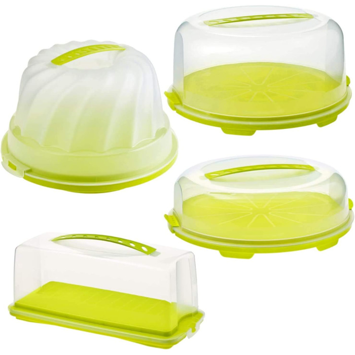 Купол для коржів Rotho Fresh, пластик (PP), без BPA, (35,5 x 34,5 x 11,6 см) (зелений/прозорий)