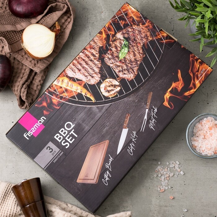 Набір інструментів для барбекю Fissman з дошкою 3 придмети X30Cr13 сталь (2777)