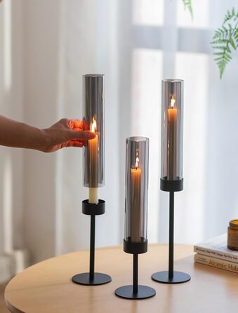 Підсвічник з чорним склом 45,40,34 см Sziqiqi