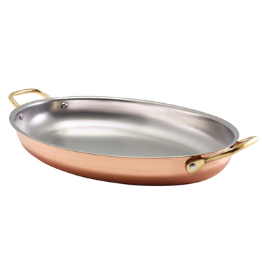 Сковорода для подачі 34*23 см, овальна, мідне покриття GenWare