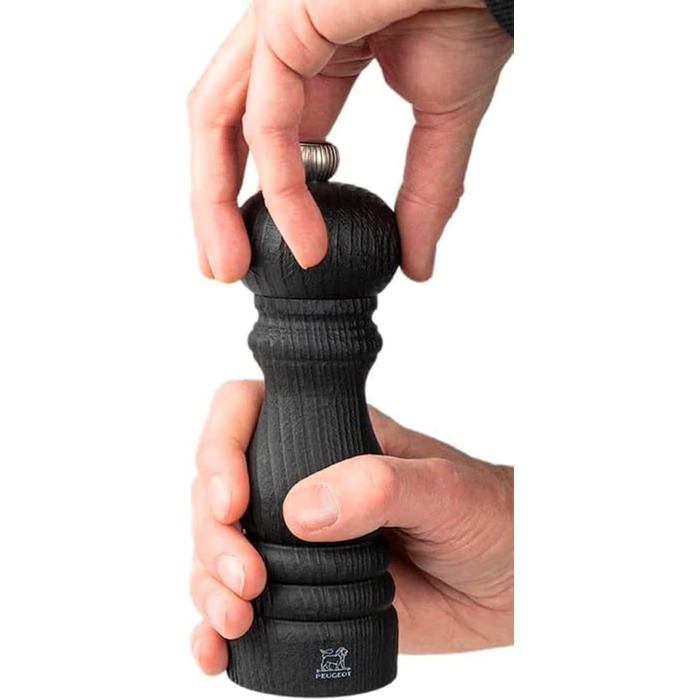 Подарочный набор Line - Мельница для перца Мельница для соли 12 см Воронка для специй - Классическая регулировка помола - Алюминий Сертифицированная PEFC древесина - Карбоновые краски (Paris Nature)