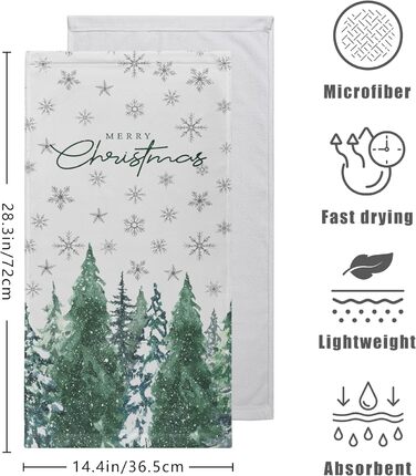Різдвяні кухонні рушники Kwlegh, рушник для рук, різдвяна ялинка, цукерка-тростина, сніжинка, рушник для пальців, набір з 2 шт. , милий чоловічий банний рушник, високопоглинаючі рушники, 36 x (Різдвяний ліс)