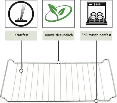 См, набір форм для випікання та решіток, глибока емальована сковорідка 3 см і хромована решітка для духовки та плити, стійка до подряпин і корозії, чорна (емаль 455 x 60 мм із решіткою), 45,5 x 36