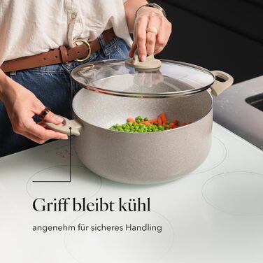 Алюмінієва каструля FLORINA 16 см 1,6 л Підходить для індукції Керамічне покриття, стійке до подряпин М&39яка ручка під дерево Термостійка Для всіх варильних поверхонь Легко миється (ISLA, 7 л - 28 см)