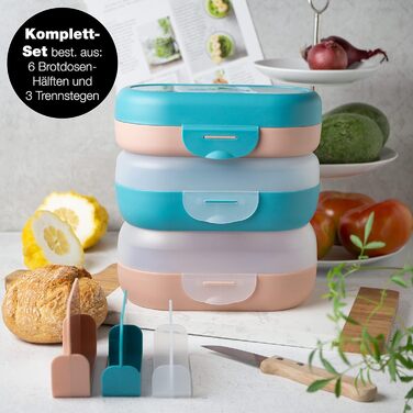 Набір дитячих ланч-боксів, 3 предмети, різнокольорові Moritz & Moritz