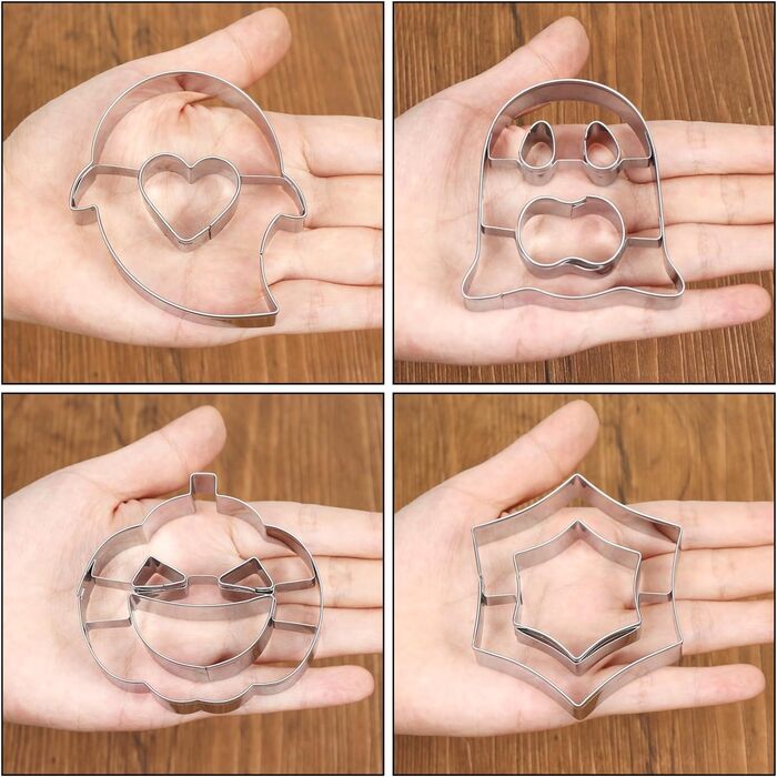 Різдвяні формочки для печива, набір формочок для печива гном Санта Клаус, формочка для печива з нержавіючої сталі у формі лося, формочка для печива з 4 головами лося, подарункові формочки для печива для випікання помадних тортів (барвиста тема A1)