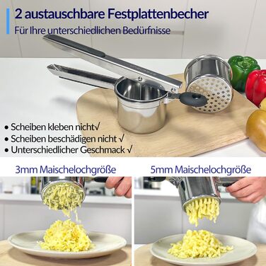 Прес для картоплі з 2 змінними чашками, нержавіюча сталь SPEENSUN