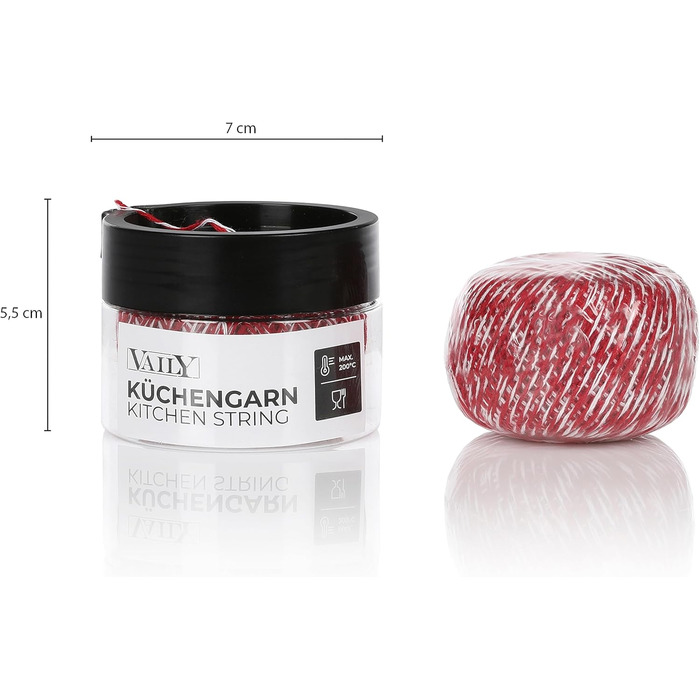 Шпагат для мяса, птиці, ковбаси в дозаторі, 2 клубка по 100 м, червоно-білий Vaily
