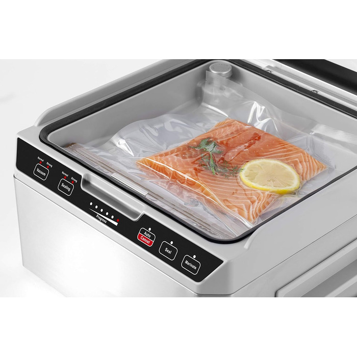 Камерний вакуумний пакувальник з нержавіючої сталі, вакуумна камера 3л 70 л/хв, подвійне зварювання, регульований час вакууму та зварювання, 1417 одинарний, 40 -