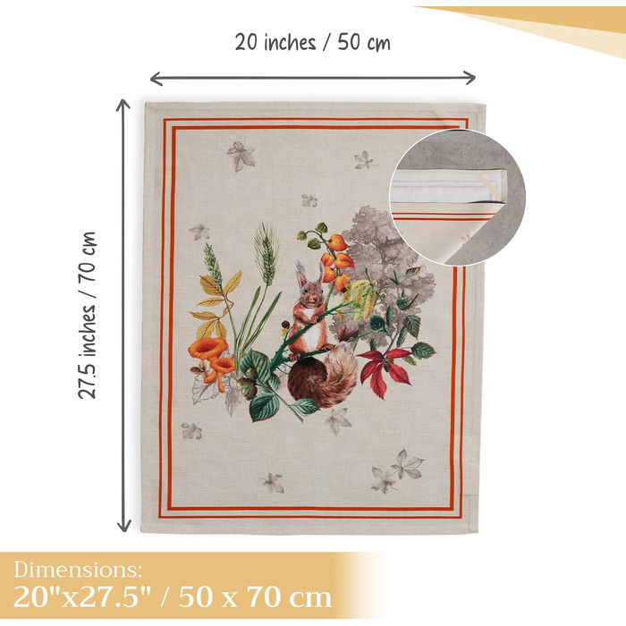 Набір з 3 багатоцільових кухонних рушників Maison d&39 Hermine Сільське Різдво зі 100 бавовни Барні рушники День подяки/Різдво (50 см x 70 см) (12 - Recolte)