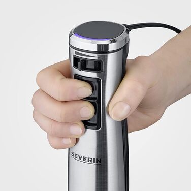 Аккумуляторный ручной блендер с комплектом премиум-класса, семный блендер, с погружным блендером, мультиизмельчителем, кувшином-блендером, толкушкой и венчиком для картофеля, черная/матовая нержавеющая сталь, SM 3775 (1 000 Вт, включая аксессуары премиум-