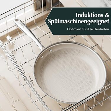 Набір каструль Redchef зі стільниковою структурою, кераміка, 3 предмети, сковорідка 24, 20, 28 см, індукційна каструля з нержавіючої сталі, набір каструль без PTFE, без PFAS, без PFOA, посудомийні машини, які можна мити в духовці