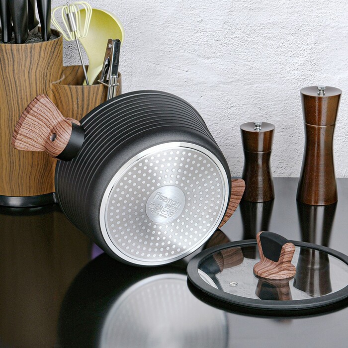 Каструля зі скляною кришкою 24 см 4,5 л DIAMOND GREY Fissman