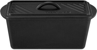 Чавунна форма для випікання хліба Navaris 26 см - Аксесуари для випікання хліба - Прямокутна форма для випікання - Горщик для випікання хліба - Чавунний горщик для випічки хліба - Емальований - Для смаження, запікання, тушкування - Чорний