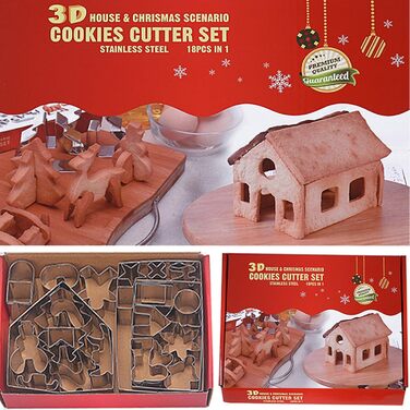 Набір формочок для печива у формі пряникового будиночка, FantasyDay, 10 шт. , формочки для печива з нержавіючої сталі, різдвяні формочки для тематичних тортів, тортів на день народження, помадного печива, сендвічів (4)