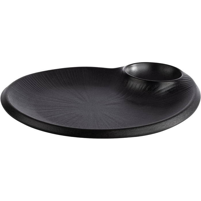 Сервірувальна меламінова тарілка 24 x 20 x 2,5 см з вбудованою соусницею, чорна NERO APS