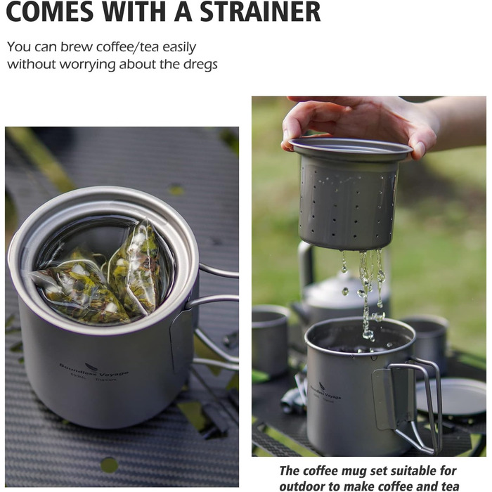 Титановий чайник для кемпінгу 500 мл iBasingo