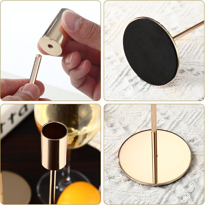 Набір із 6 свічників, канделябри-свічки 33/28/23 см, високі свічники, декоративні вінтажні металеві свічники для святкування днів народження, річниць, весіль, декору дому (чорний) Чорний 6 шт. (золотий 6 шт. )