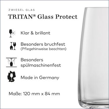 Келих для вина Zwiesel Glass Powerful & Spicy Vivid Senses (набір з 2 шт. ), філігранні келихи для вина, келихи з тритану, які можна мити в посудомийній машині, виготовлені в Німеччині (арт. No 122429) (Універсальна кружка (4 шт.))