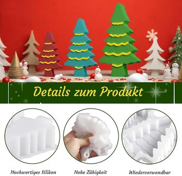 И силіконова форма ялинка ялинка ливарні форми силіконова гіпсова форма для лиття свічок ливарні форми різдвяні силіконові форми ялинка своїми руками, 3 шт.