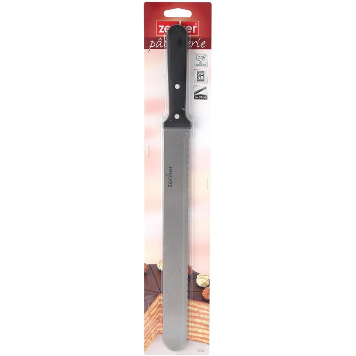 Нарізка для торта Zenker 7705, кондитерська Ø26 / 28 см, набір тортів з ножем для торта та основою для підйому торта, аксесуари для торта з нержавіючої сталі, кількість 1 x набір з 3 шт. , колір срібло (кондитерський ніж)