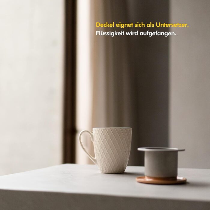 Чашка для чаю 650 мл з ситечком та кришкою, коралова KIVY