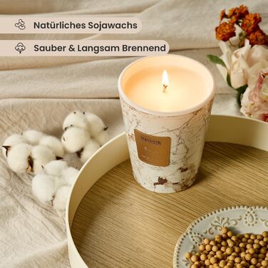 Ароматизована свічка M&SENSE велика Чорні ароматизовані свічки у склянці Ароматизована свічка з натурального соєвого воску Розслаблююча ароматерапія Подарунок для жінок та чоловіків, Різдво Час горіння 75 годин та 2 ґноти (Сантал, 990 г)